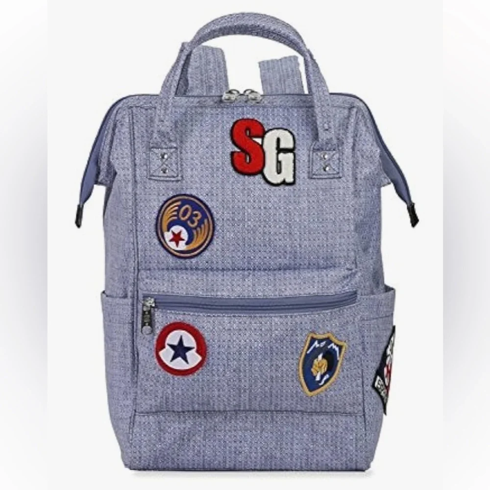 Swiss Gear 15 Ltrs Light Blue Diamond with Patches Laptop Backpack 🆕